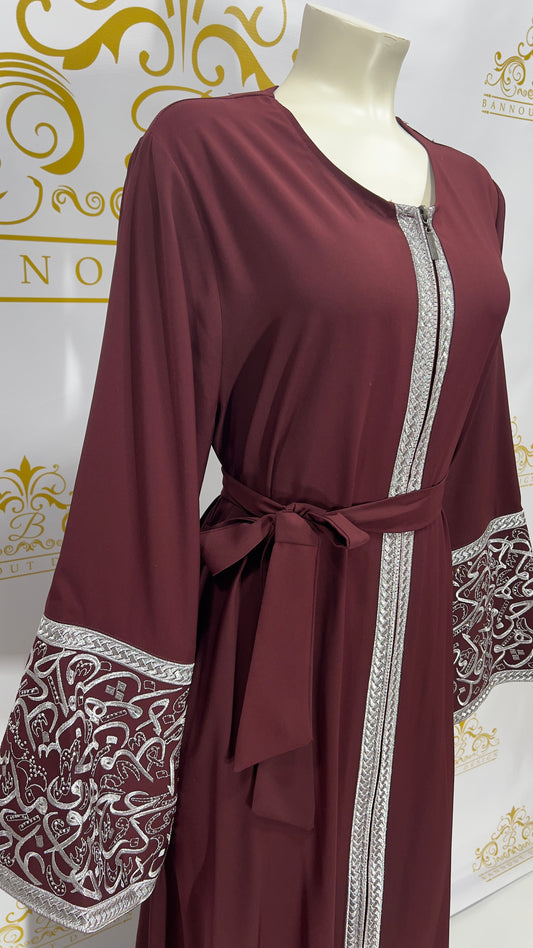 Arabic Embroidery Letters Open Abaya Bisht
