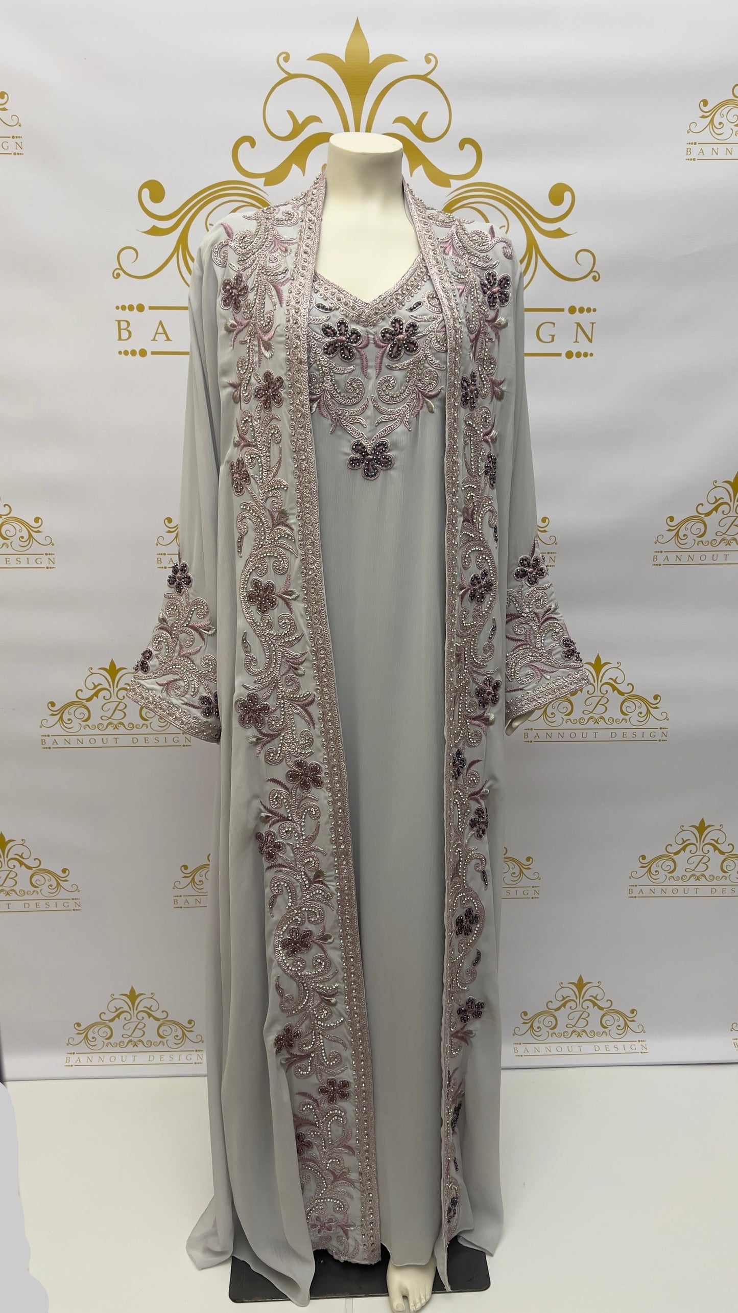 Kaftan Abaya 3 Pcs. Embroidery Colorful Beads 1