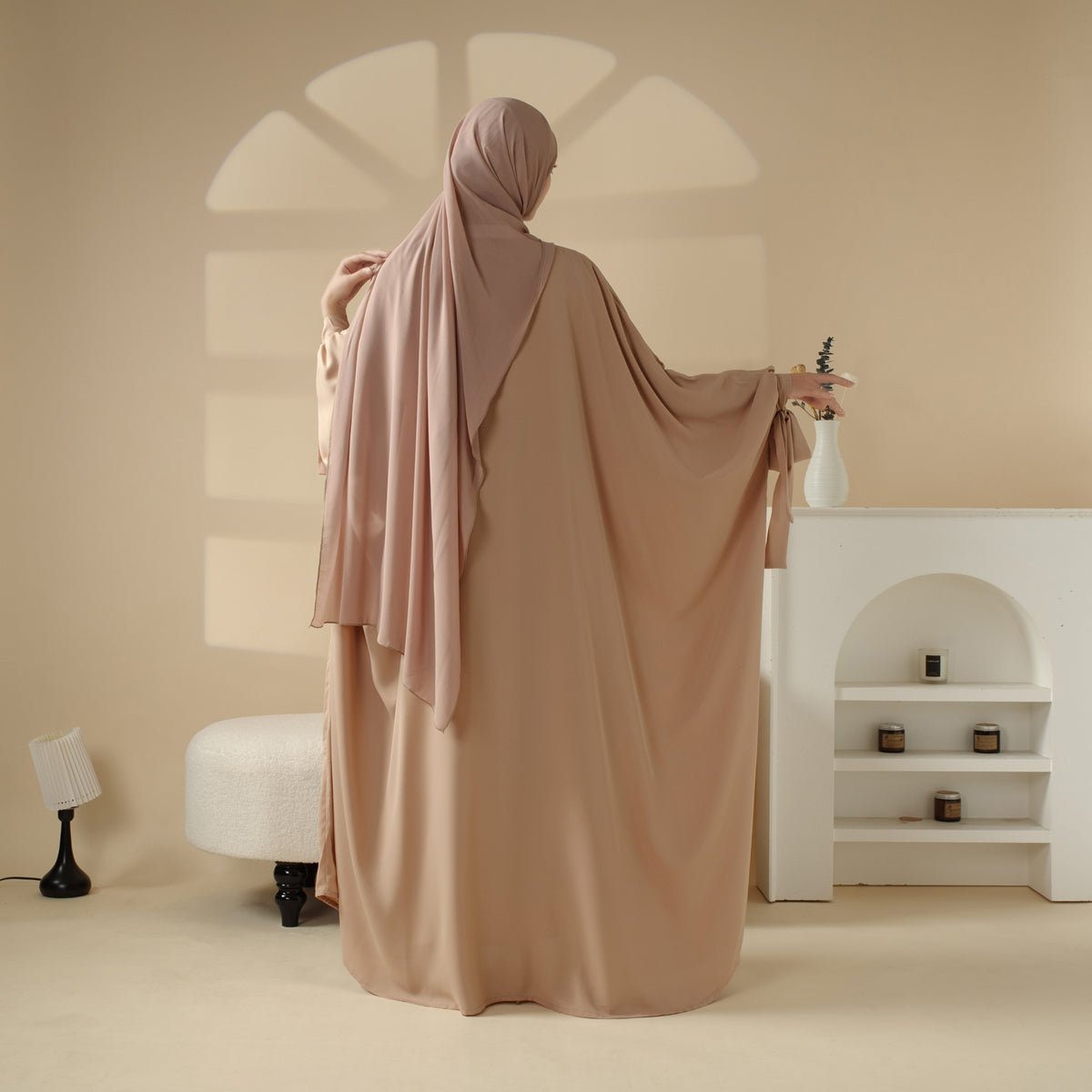 5 Pc. Set Farasha Abaya, Premium Farasha Textured Open Abaya (MOA095)