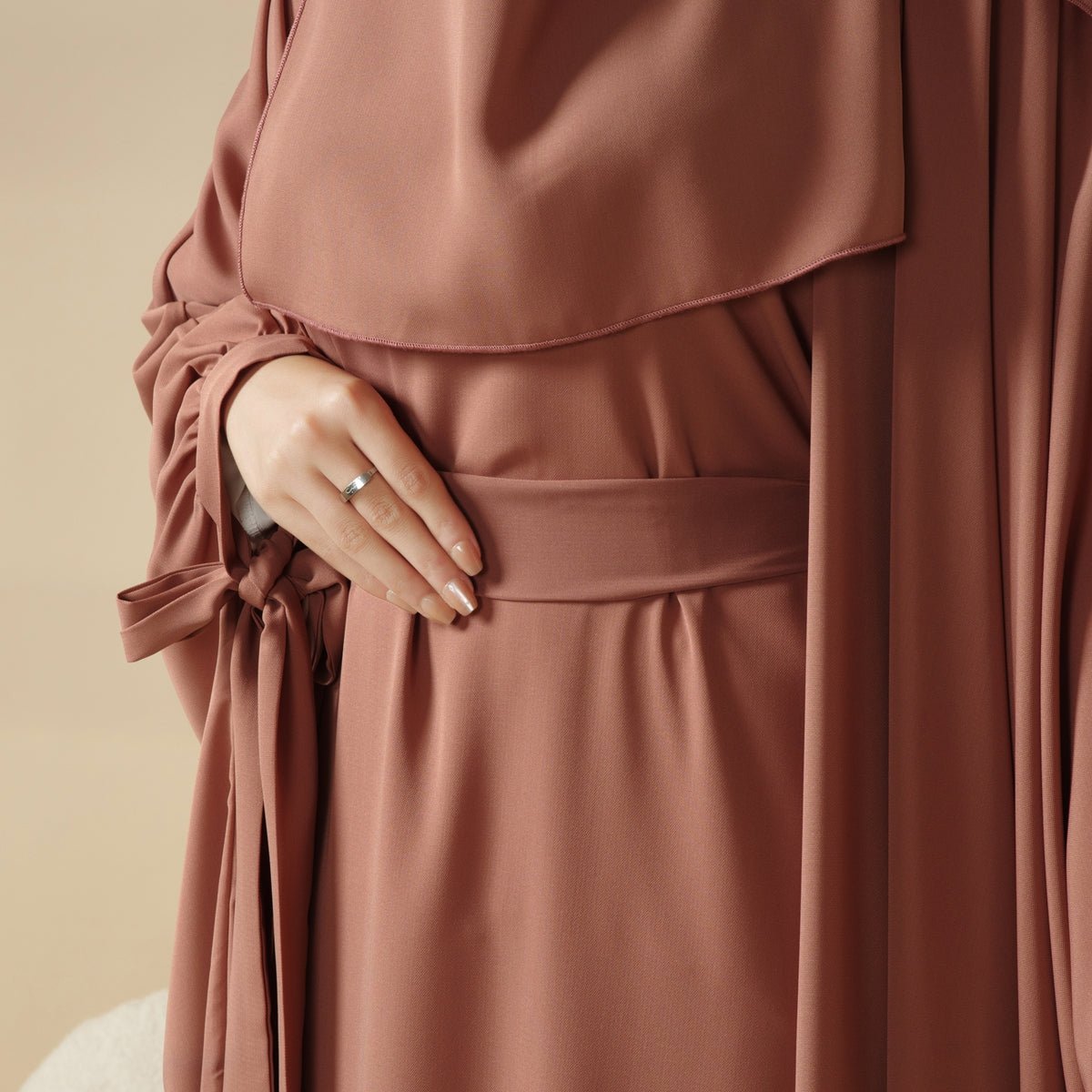 5 Pc. Set Farasha Abaya, Premium Farasha Textured Open Abaya (MOA095)