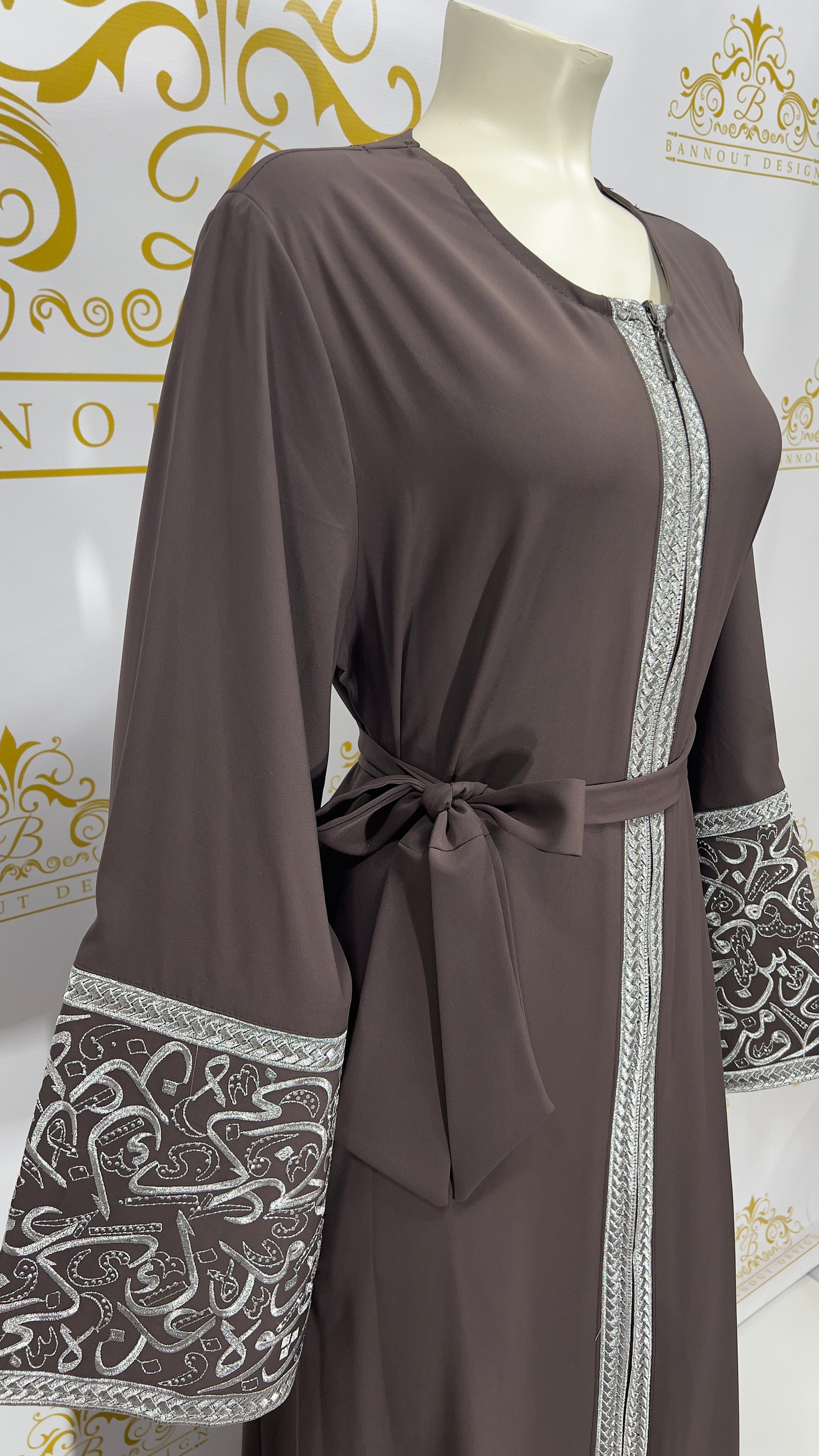 Arabic Embroidery Letters Open Abaya Bisht_Long_Sleeve_Maxi_Dress modest fashion online dress long