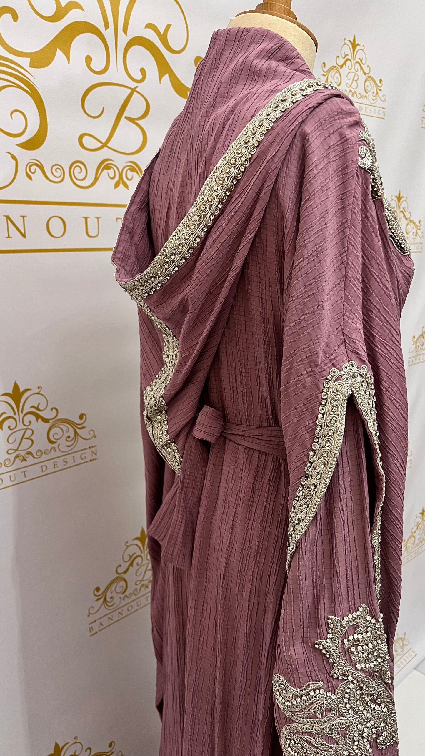 Fancy_Hooded_Butterfly_Kaftan_3_Pieces_Caftan_Silver_Beads_Embroidery__Bannout_Design_Long_Sleeve_Maxi_Dress_Abaya