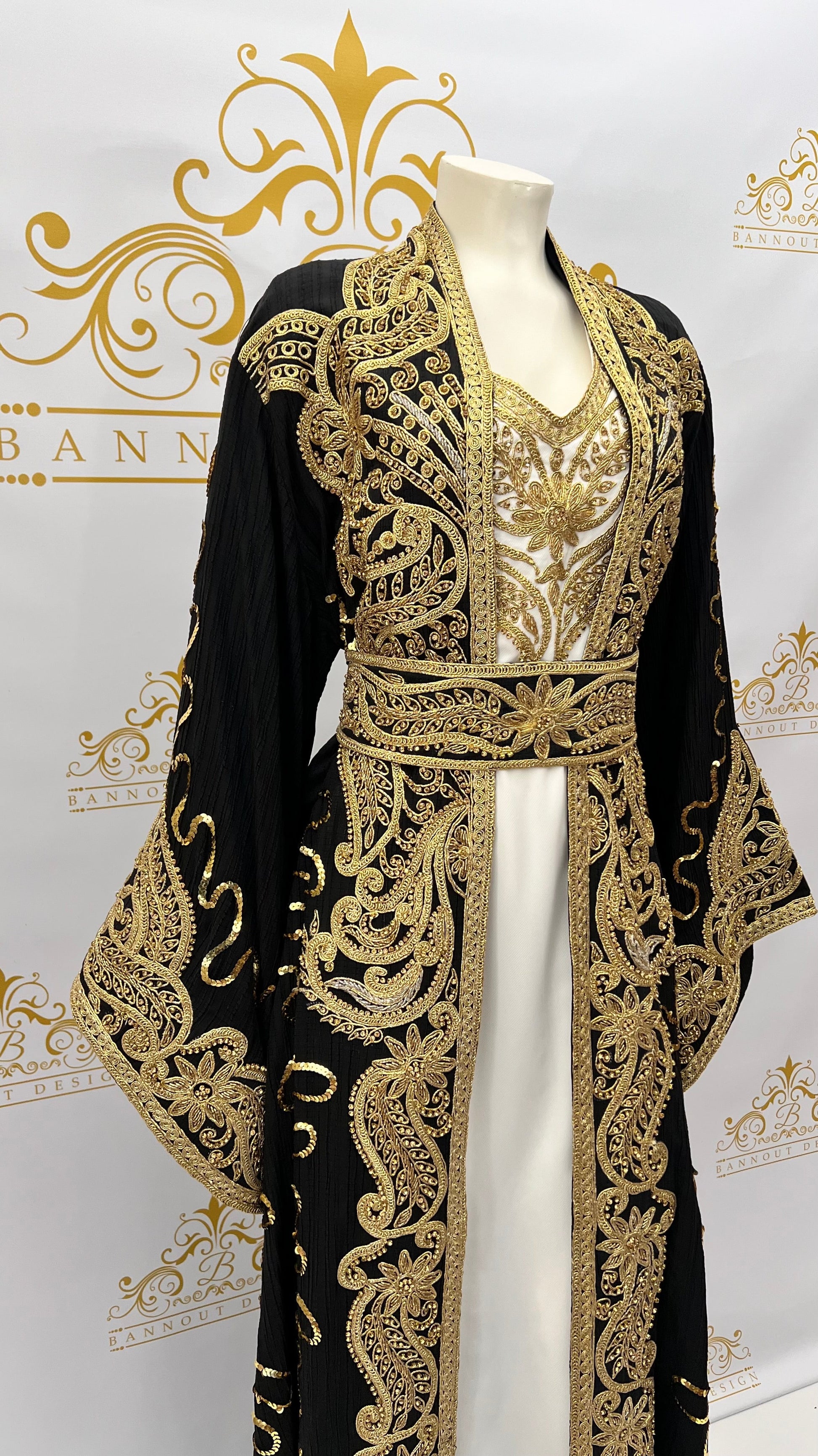 Fancy_Kaftan_Caftan_Abaya_Women_Dress_Party_Occasional_Embroidery_Beads_BLACK