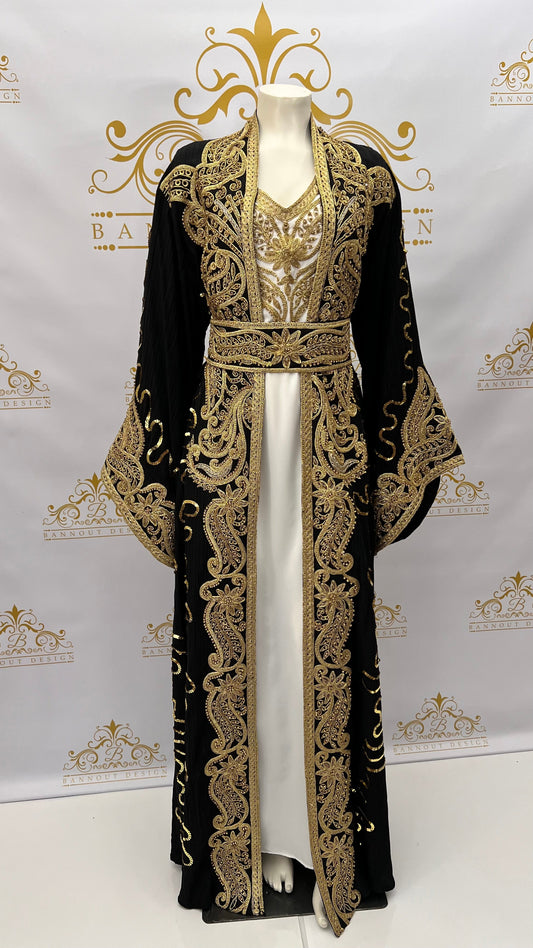 Fancy_Kaftan_Caftan_Abaya_Women_Dress_Party_Occasional_Embroidery_Beads_BLACK_1