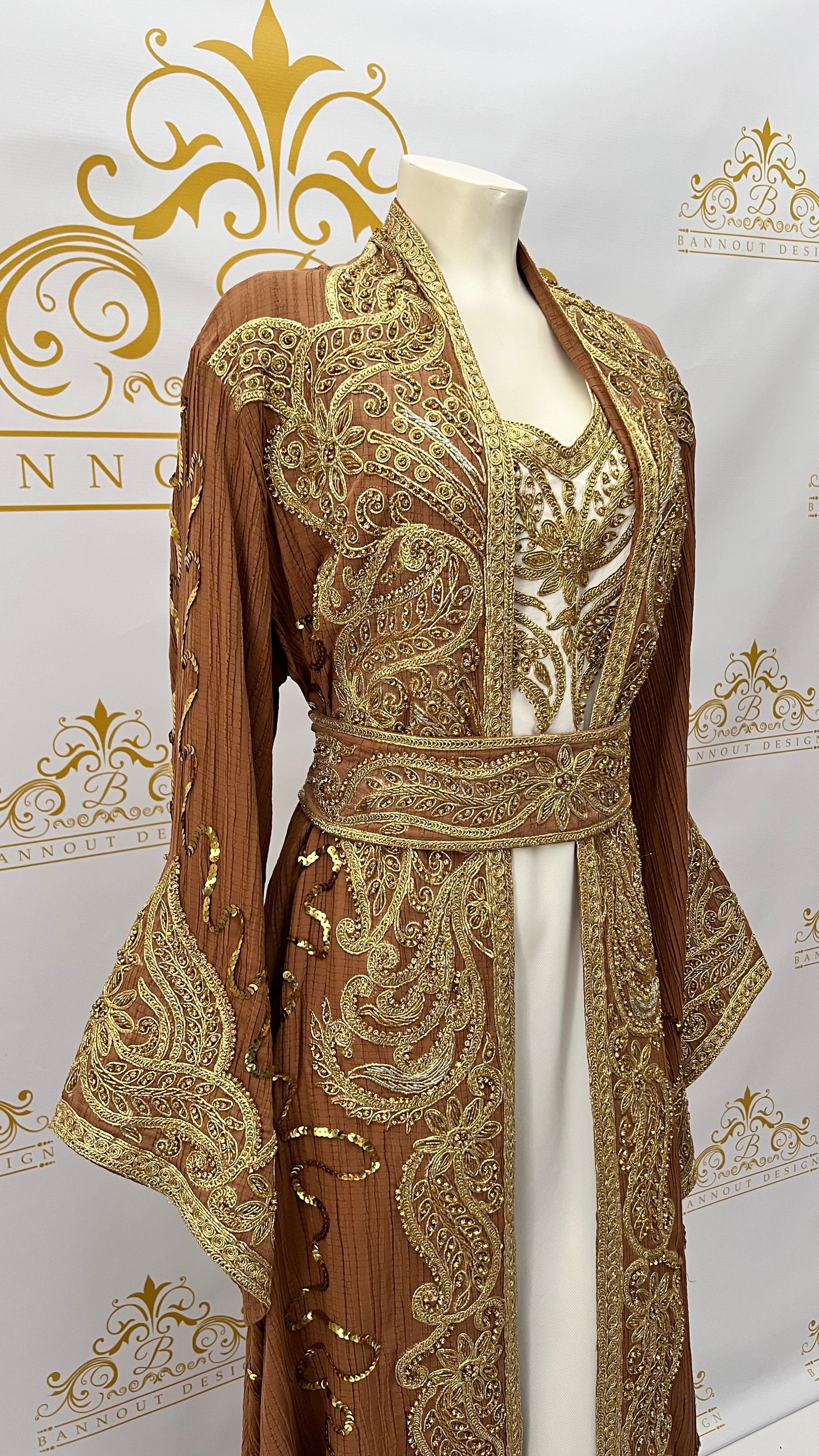 Fancy_Kaftan_Caftan_Abaya_Women_Dress_Party_Occasional_Embroidery_Beads_BROWN