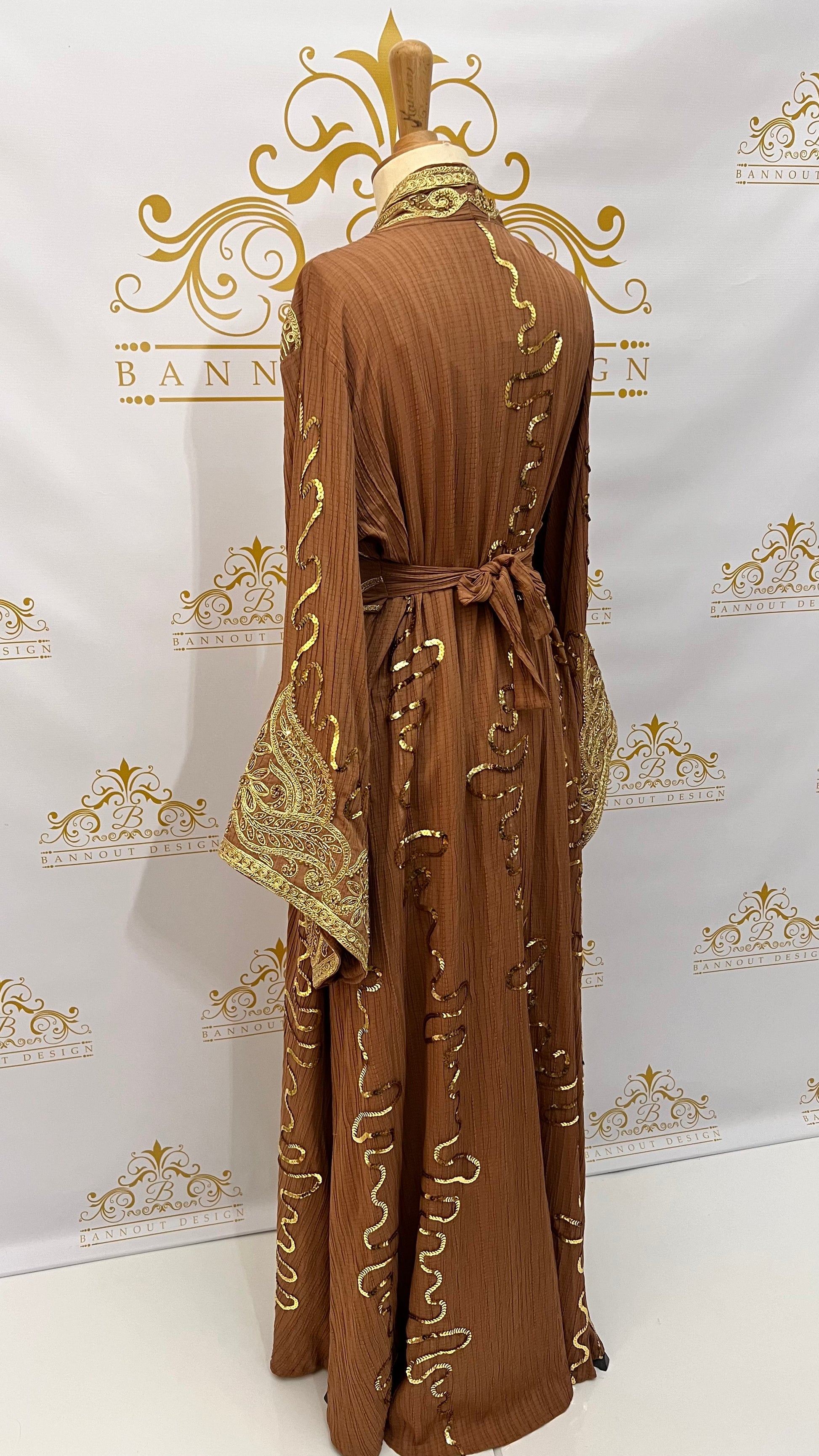 Fancy_Kaftan_Caftan_Abaya_Women_Dress_Party_Occasional_Embroidery_Beads_BROWN