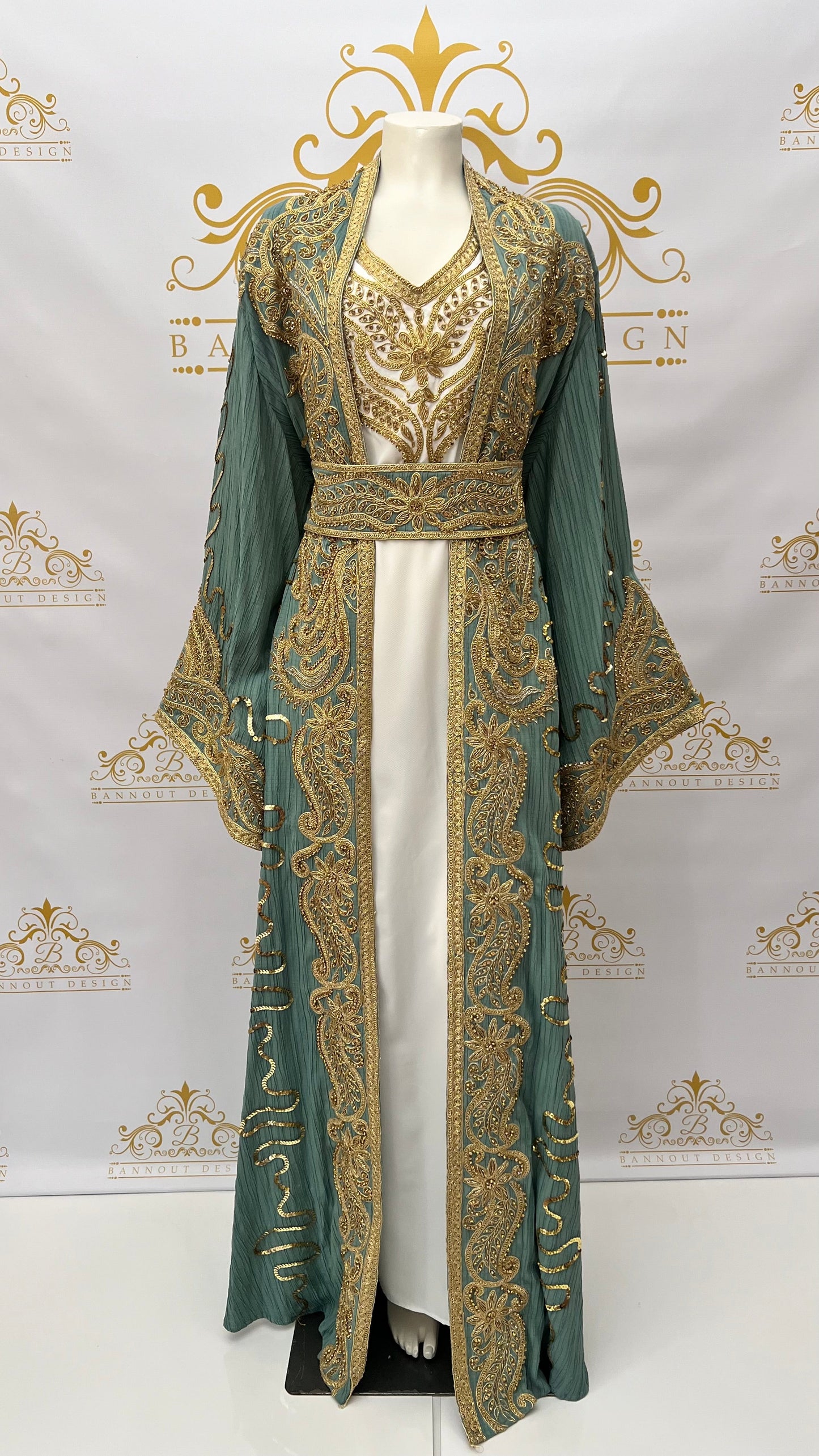 Fancy_Kaftan_Caftan_Abaya_Women_Dress_Party_Occasional_Embroidery_Beads_green