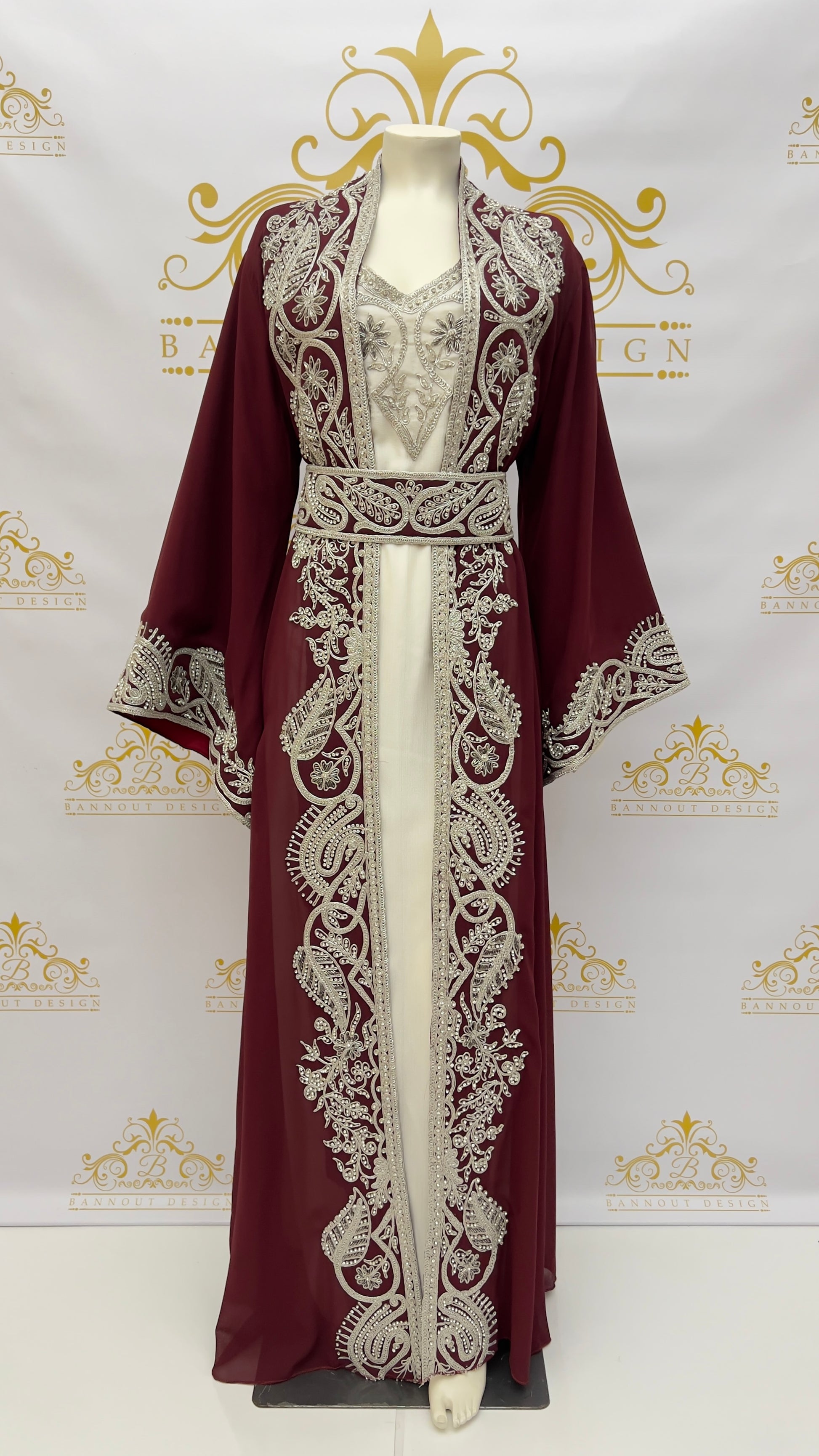 Kaftan_3_Pcs._Leaves_Design_With_Embroidery_Silver_Beads_MAROON_11