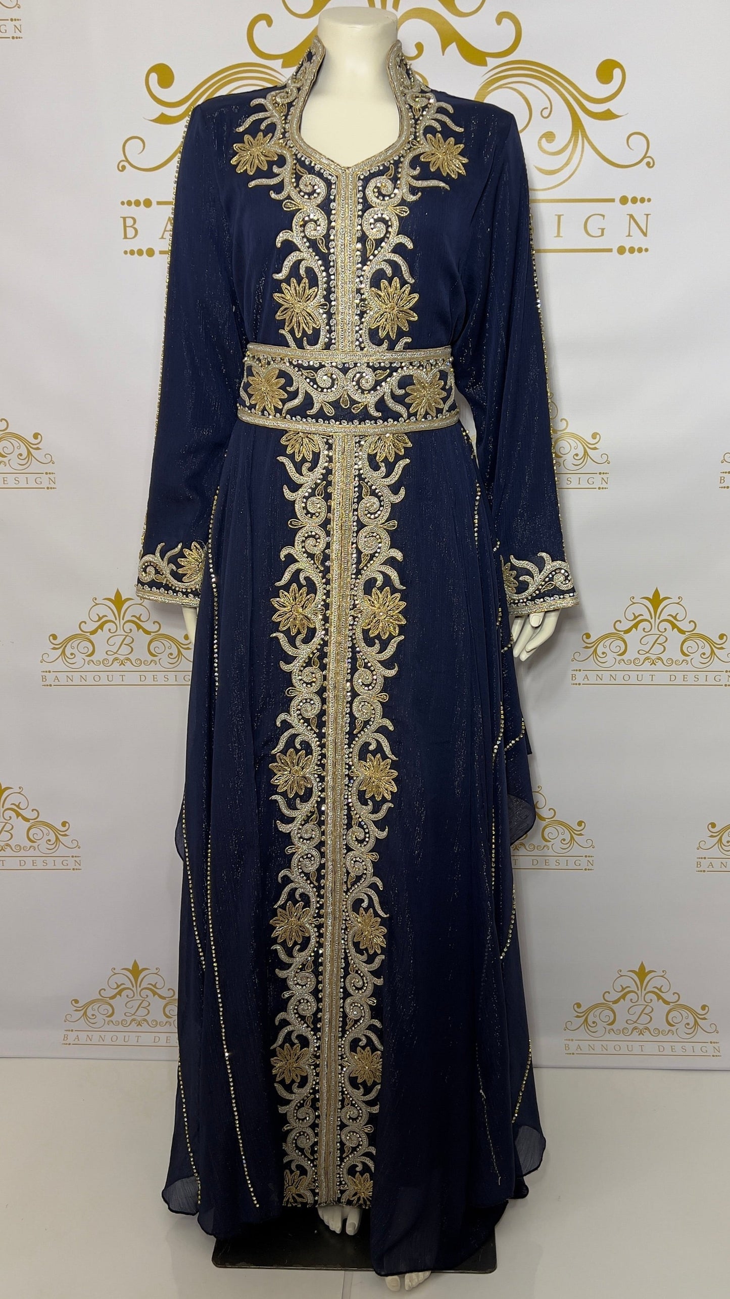 Layer Kaftan Dress Fancy Light Green Maxi Long Sleeve