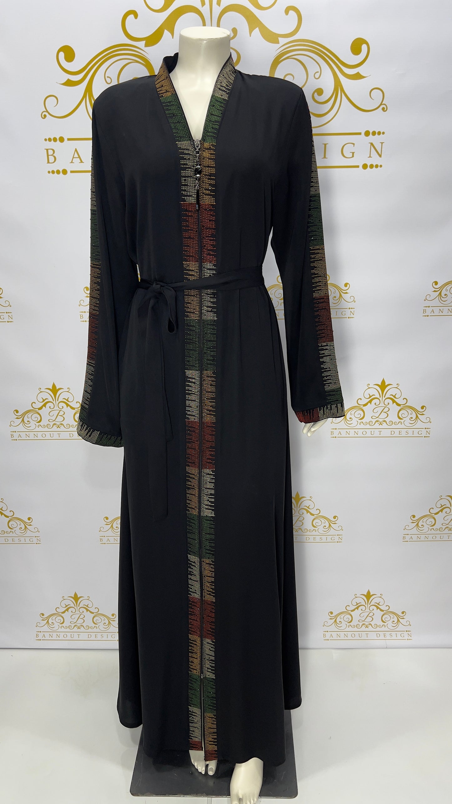 Zipper Abaya Colorful Embroidery Design For Muslim Women Maxi & Long Sleeve