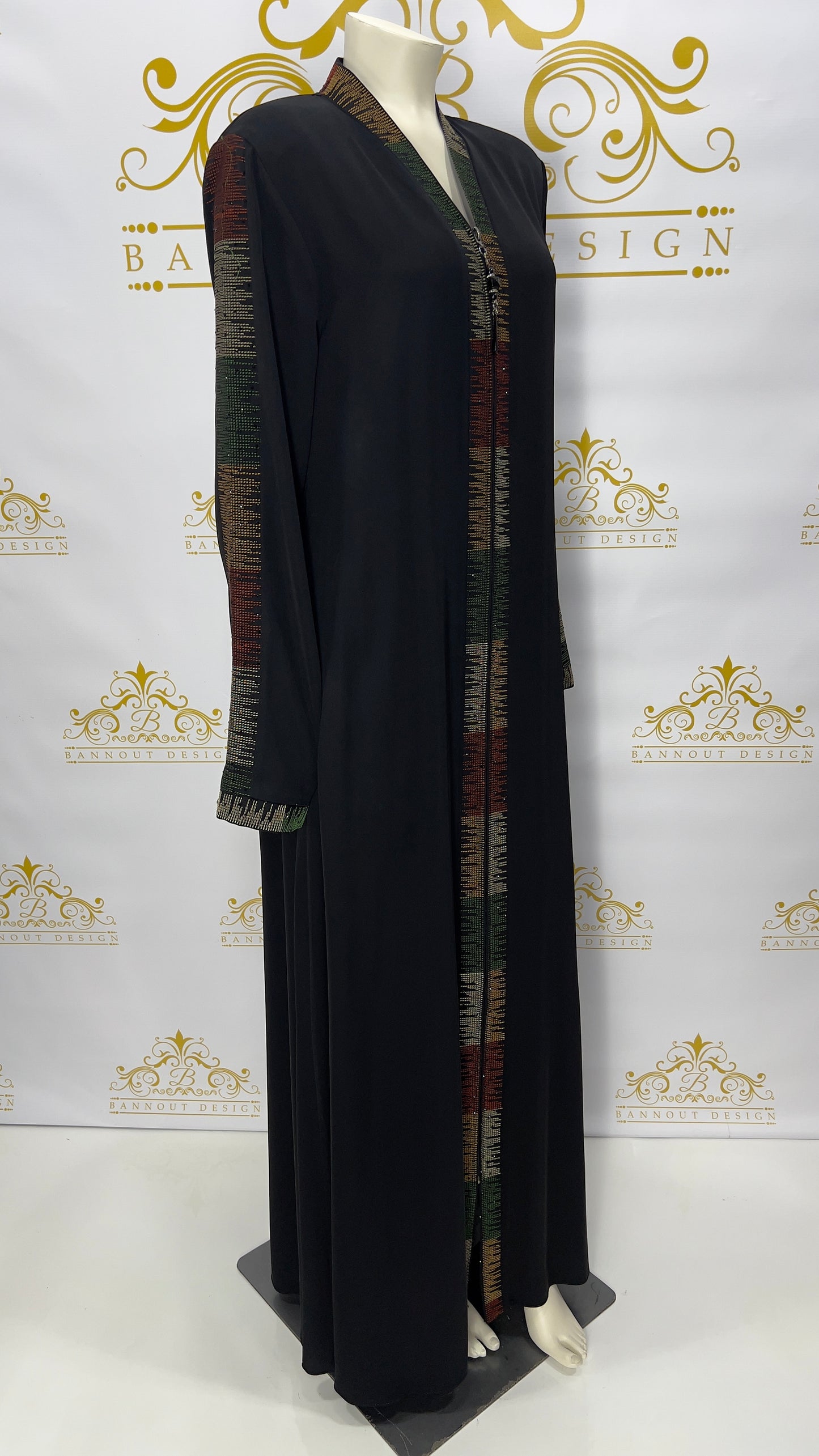 Zipper Abaya Colorful Embroidery Design For Muslim Women Maxi & Long Sleeve