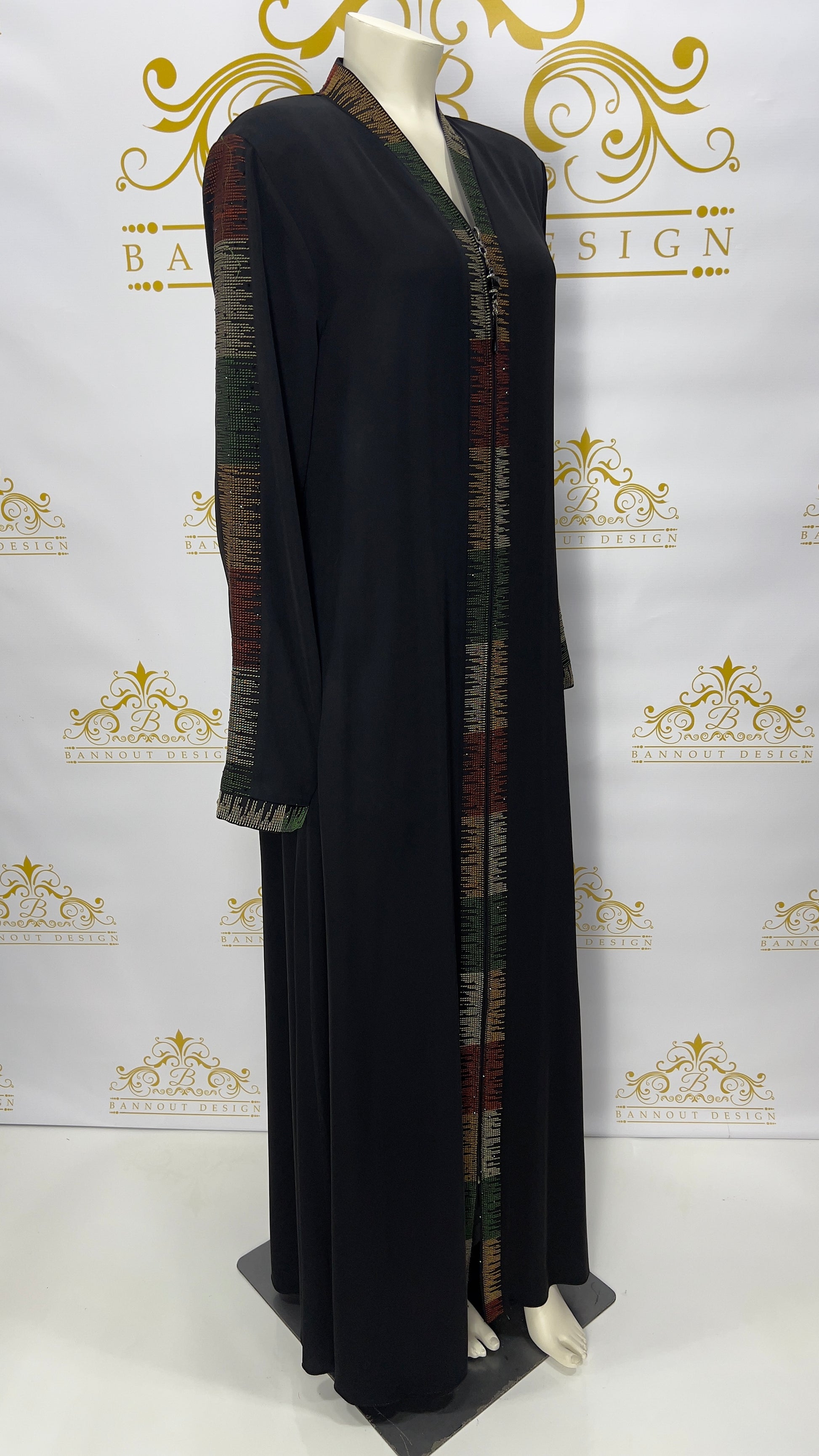 Zipper Abaya Colorful Embroidery Design For Muslim Women Maxi & Long Sleeve