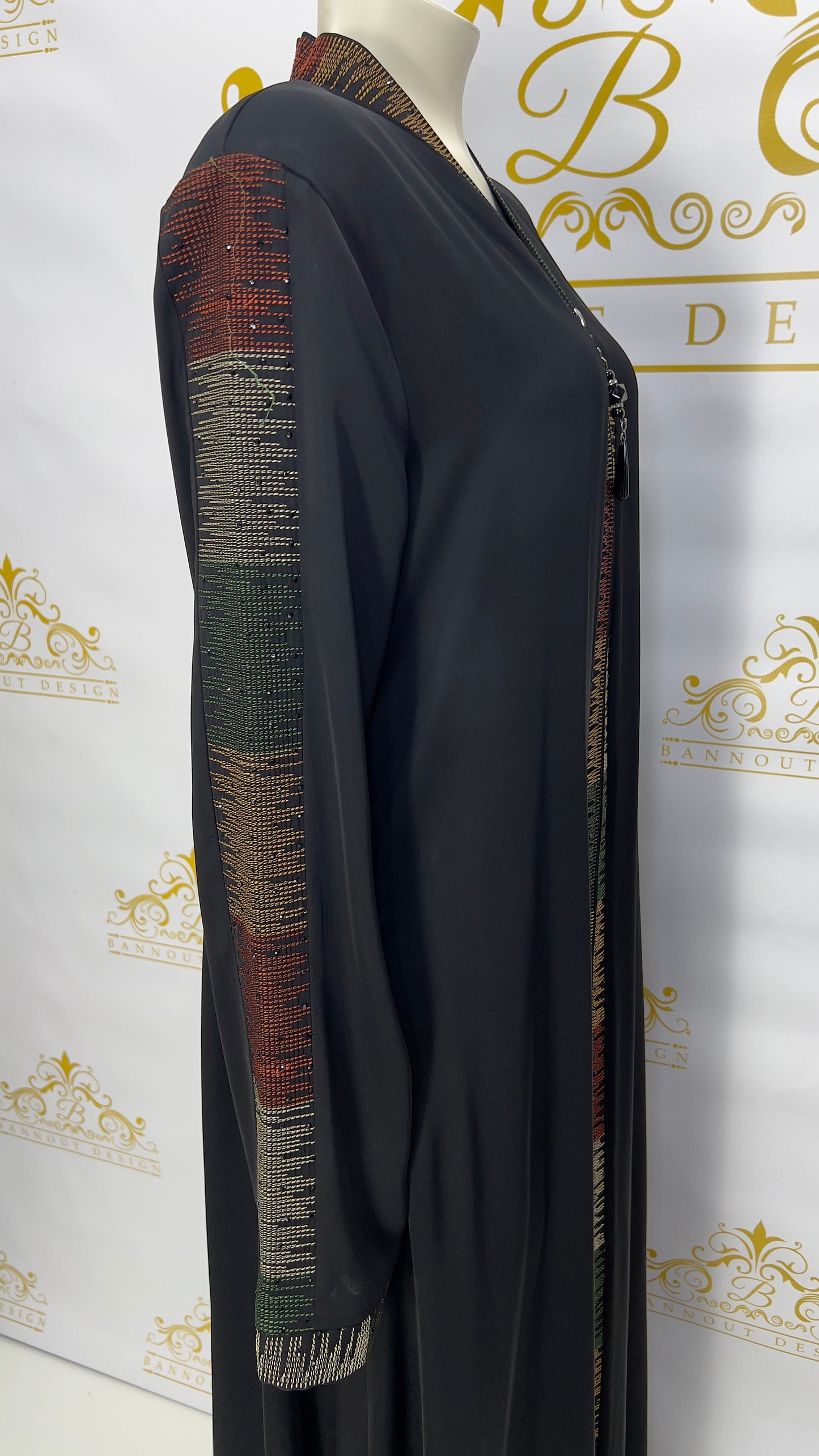 Zipper Abaya Colorful Embroidery Design For Muslim Women Maxi & Long Sleeve