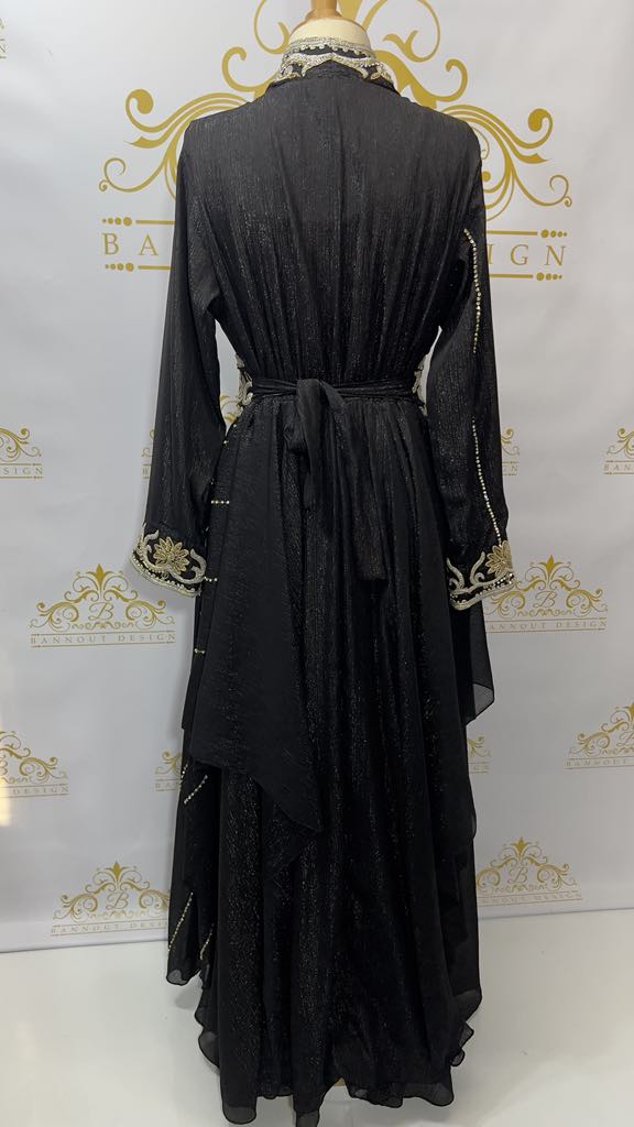 Fancy Layer Kaftan Dress Embellished Embroidery & Rhinestone